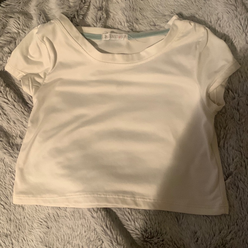 white cropped shirt